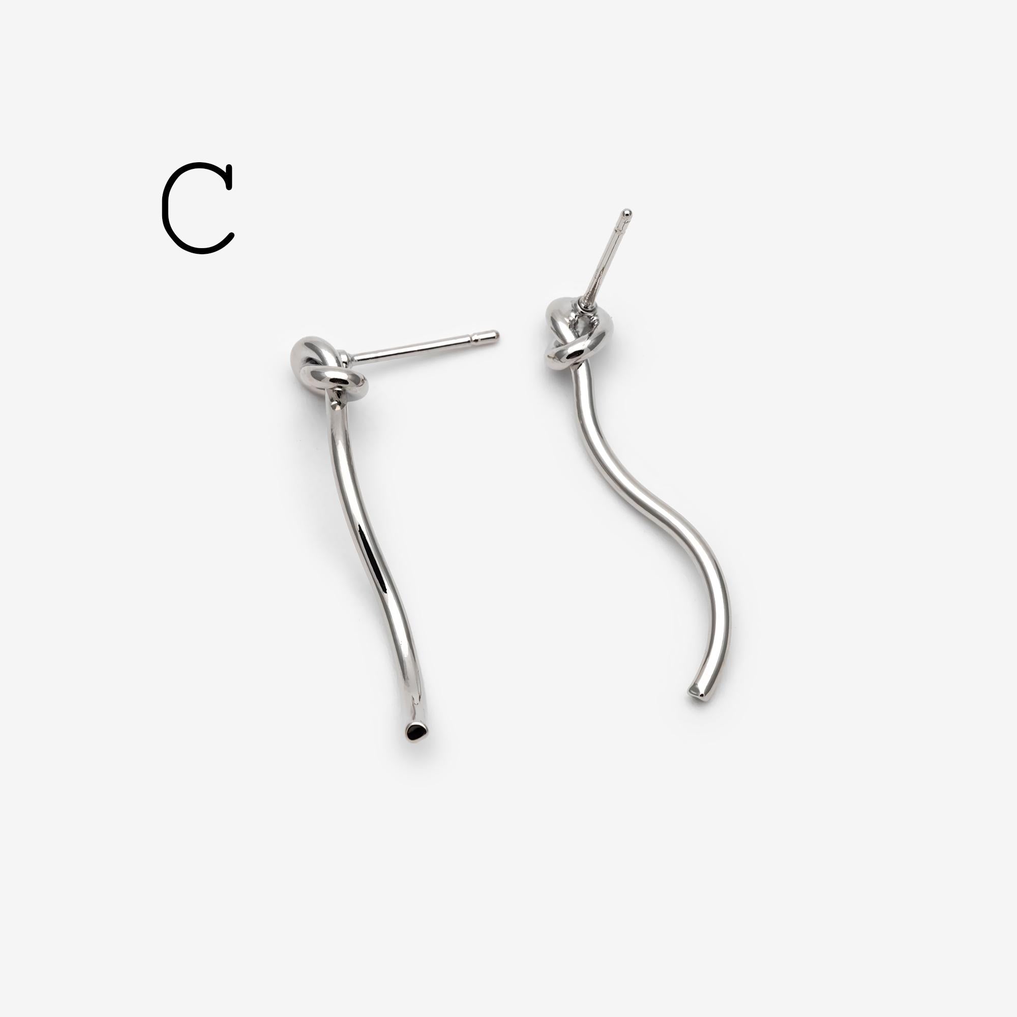 10pcs Silver Tone Knot Stud Earrings, Rhodium plated Brass, Minimalist Stud Earrings (GB-4693)
